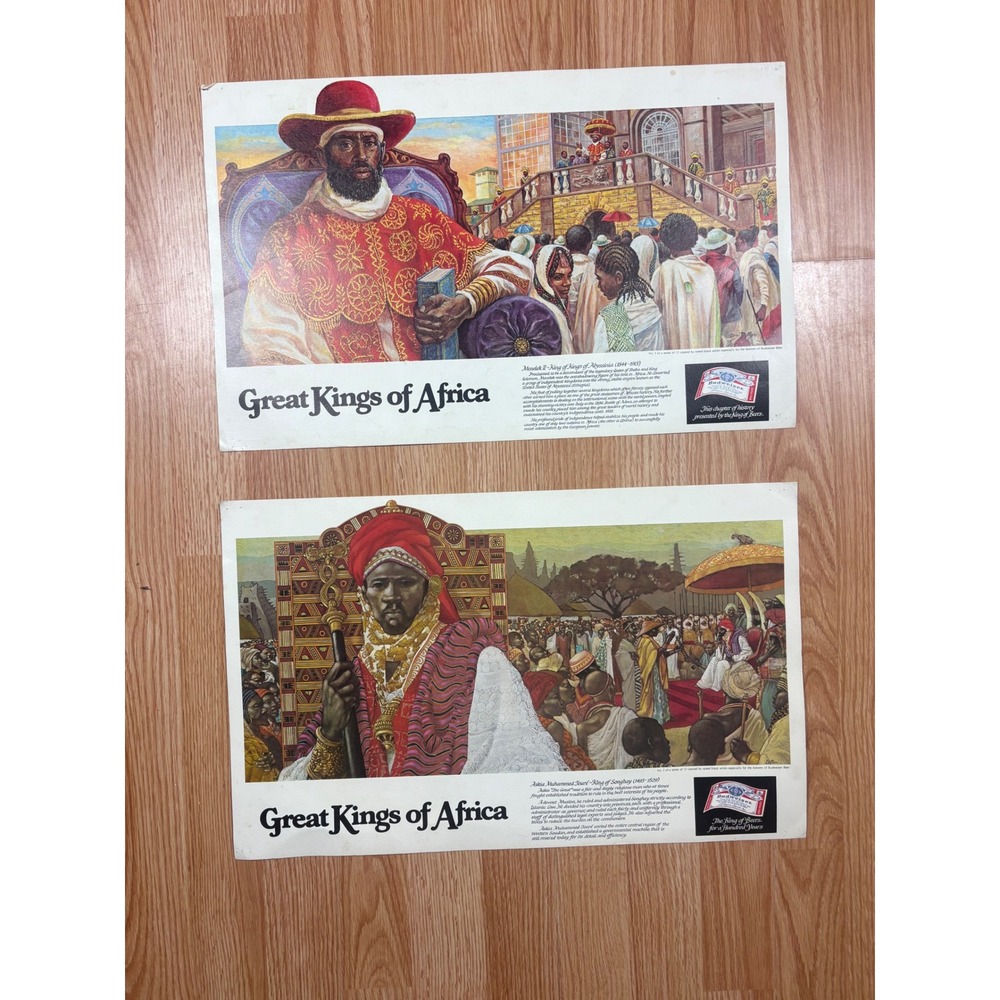 2Vintage Budweiser Great Kings of Africa Posters Menelik II Askia Muhammed Toure